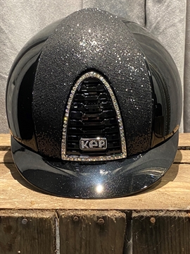 KEP Cromo 2.0 Polish Ridehjelm - Sort m. Glitter front, Swarovski frame & Crystal logo